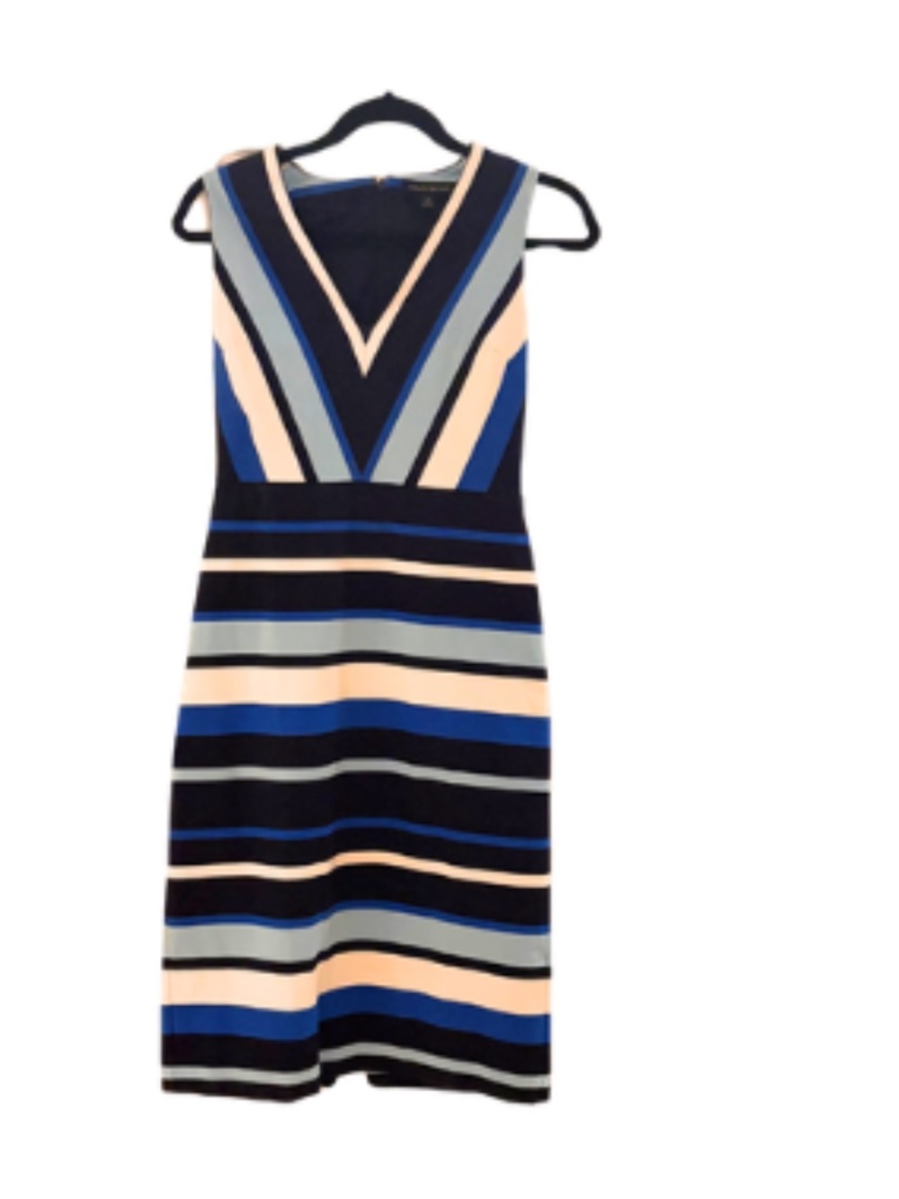 Banana Republic Blue and White Striped Sleeveless V-neck Dress, Size 6 - Picture 2 of 2